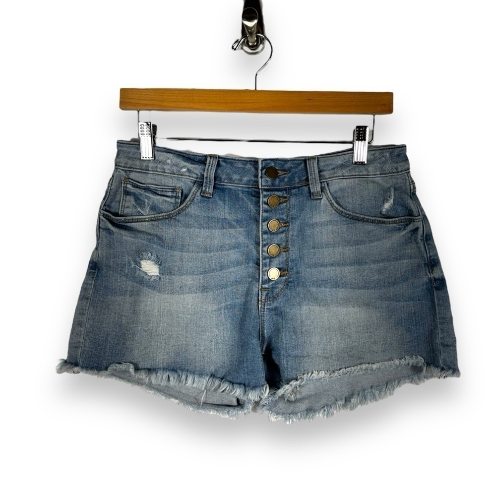 4 for $40 SALE! JBD Button Fly Frayed Hem Jean Shorts, Medium Wash, Size L arge
